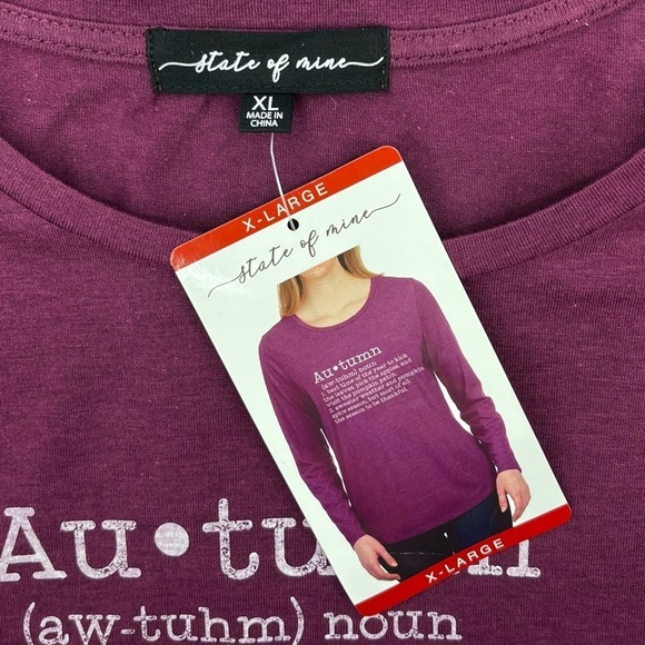 NWT State of Mine Plum Autumn Graphic Long Sleeve Crewneck Tee XL - Picture 5 of 7